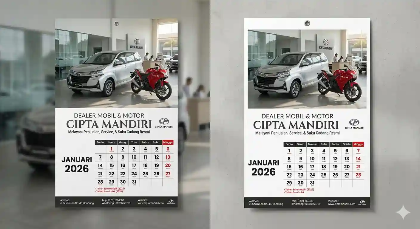 Kalender Promosi untuk Dealer Mobil dan Motor